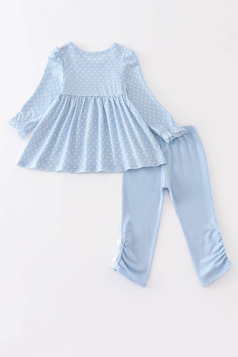 Blue deer smocked girl set: 2