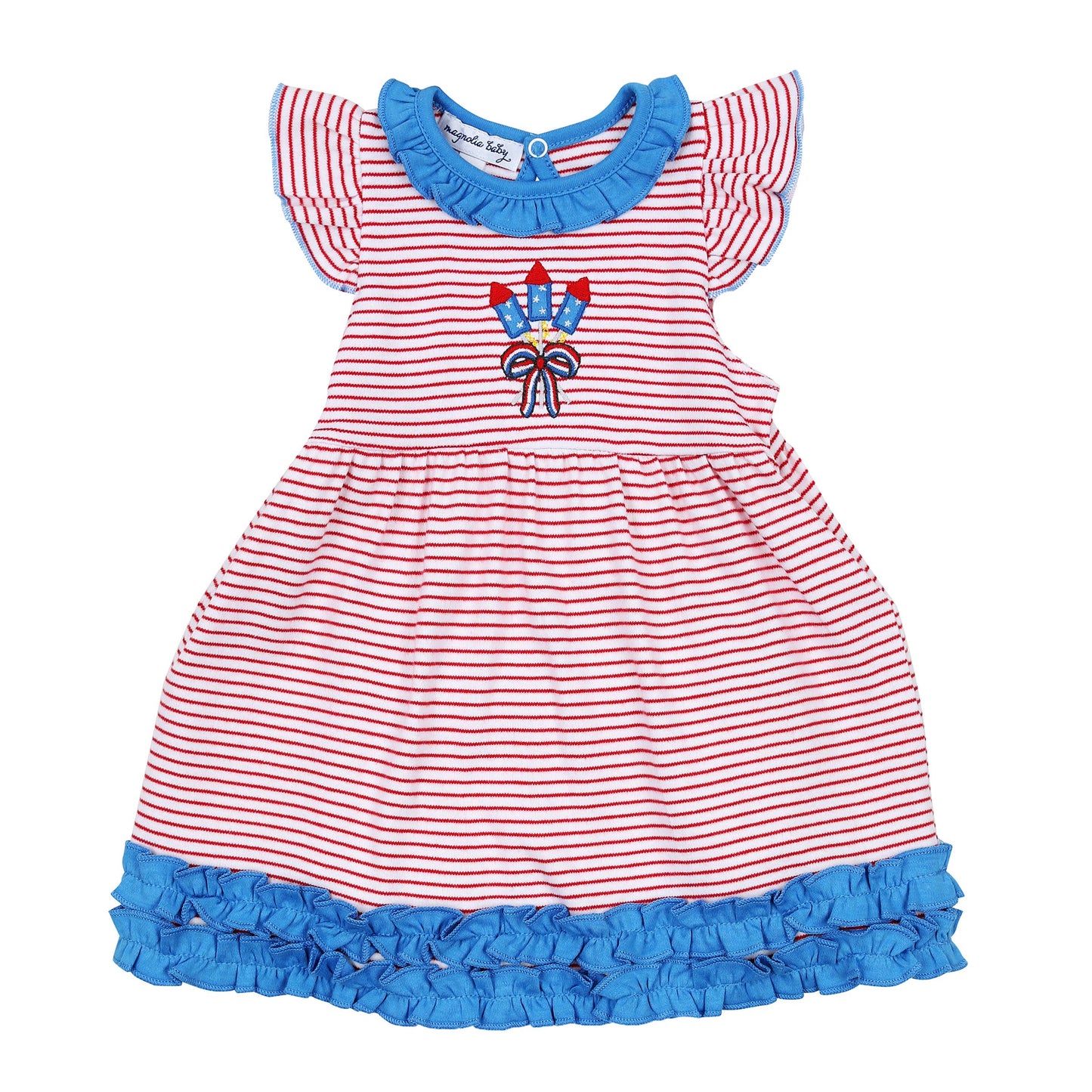 Magnolia Baby Little Firecracker Applique Red Flutters Toddler Dress