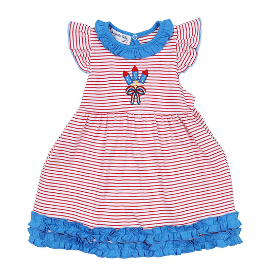 Magnolia Baby Little Firecracker Applique Red Flutters Toddler Dress