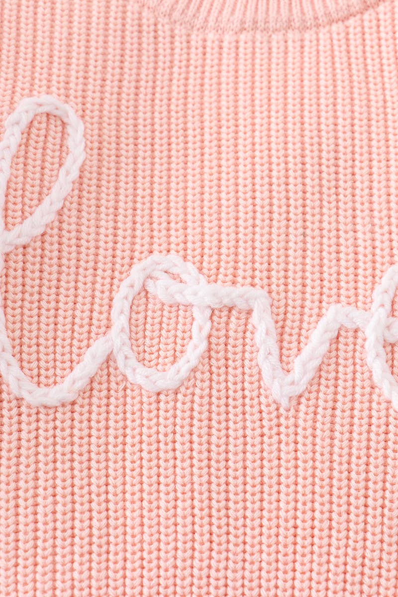 Pink Love Hand-Embroidered Oversized Sweater