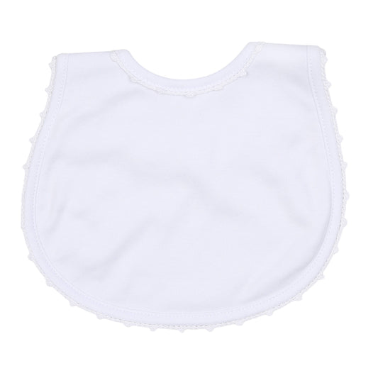 Magnolia Baby - Baby Joy Bib with White Crochet Trim