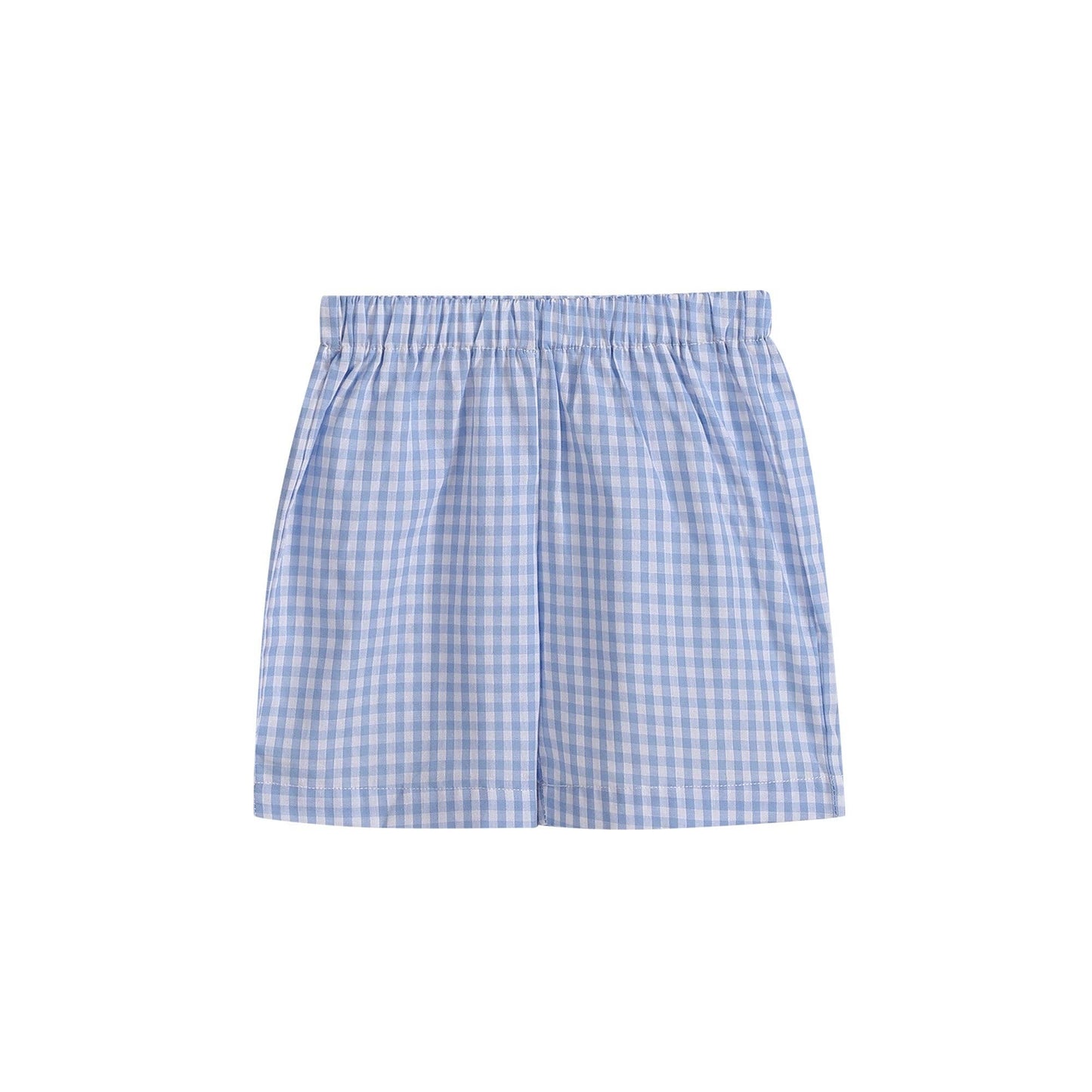 ABC Smocked Shirt and Blue Gingham Shorts Set