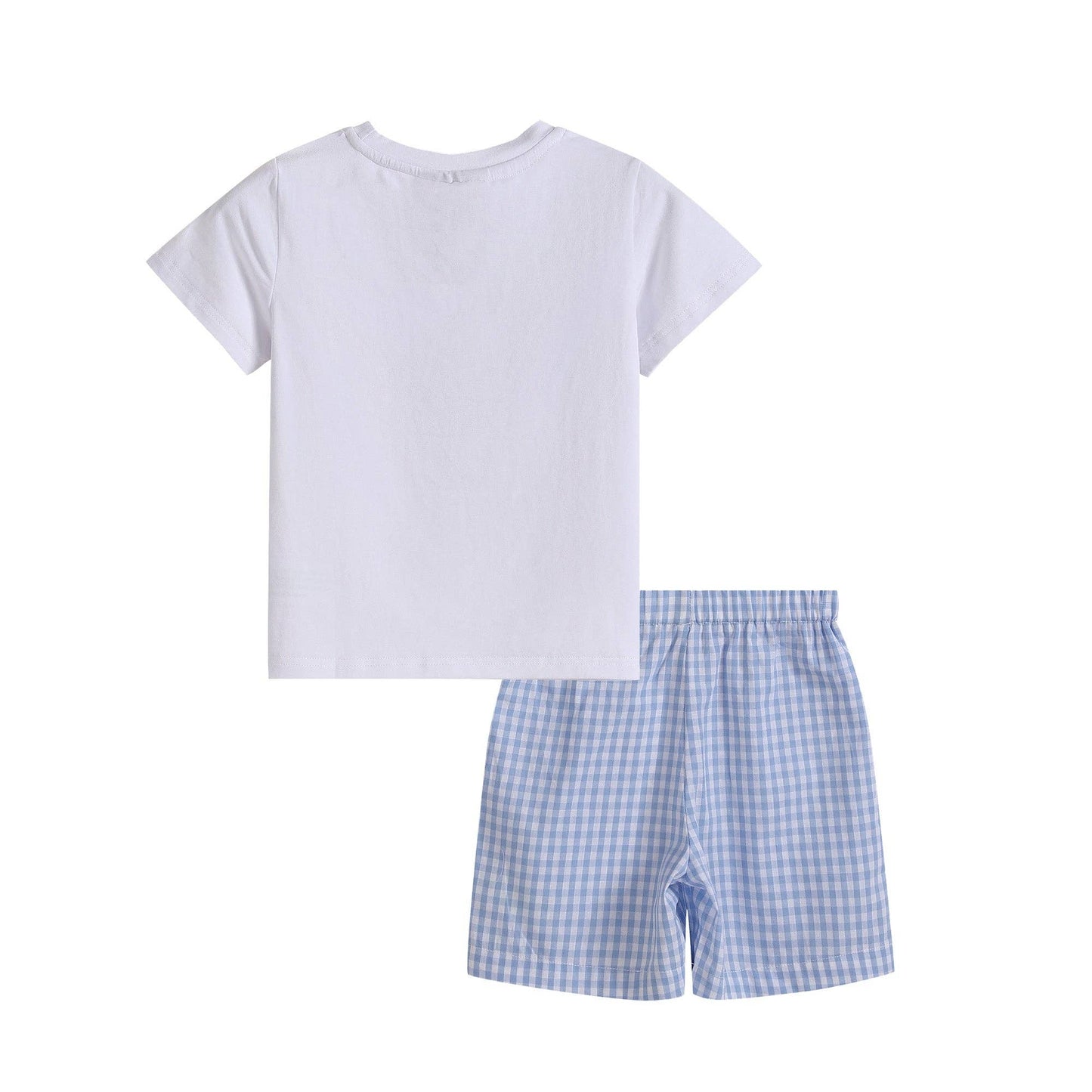 ABC Smocked Shirt and Blue Gingham Shorts Set