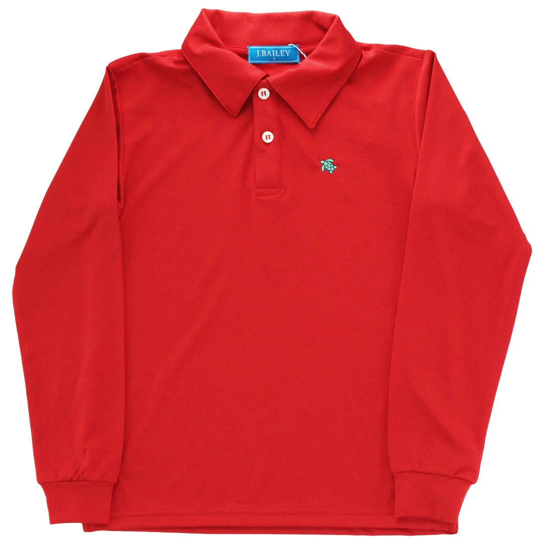 Bailey Boys Harry Long Sleeve Polo- Red