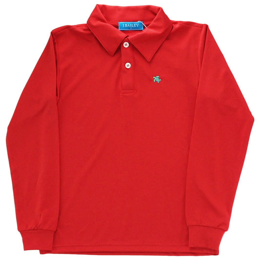 Bailey Boys Harry Long Sleeve Polo- Red