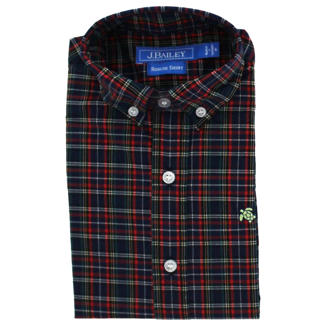 Bailey Boys Roscoe Button Down Shirt- Spruce Plaid