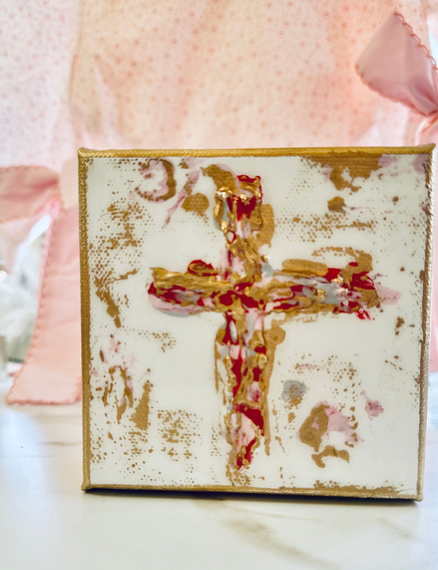 Hand Painted Cross Canvas by Tangled Brush