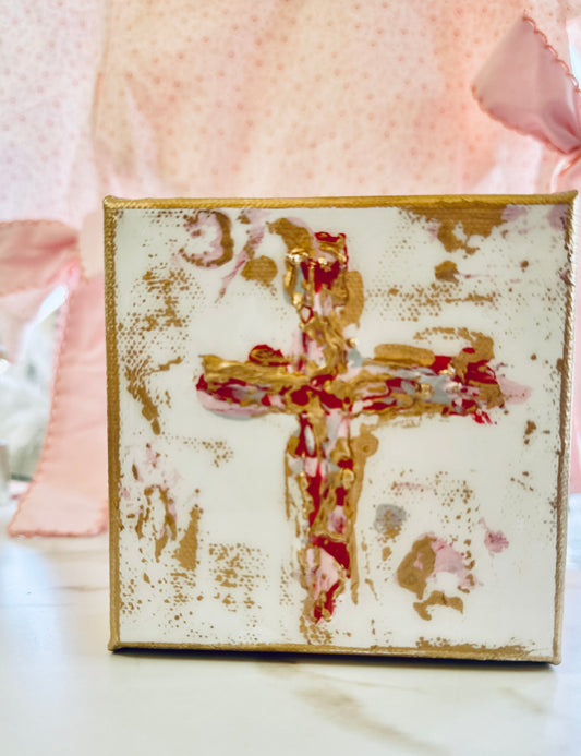 Hand Painted Cross Canvas by Tangled Brush