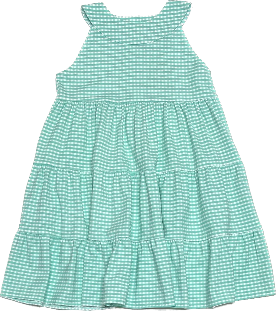 Sage & Lilly Lemon/Green Gingham Tiered Dress