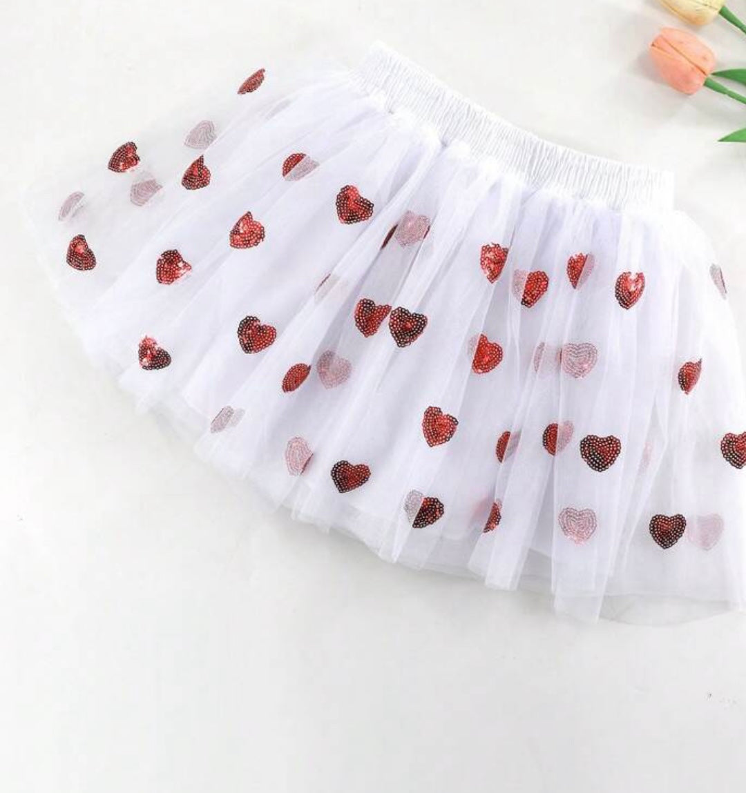 Red Heart Embroidered Mesh Tutu