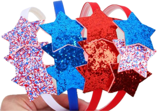 Red, White & Blue Glitter Headbands