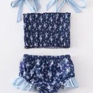 Navy Print Two Piece Swimsuit