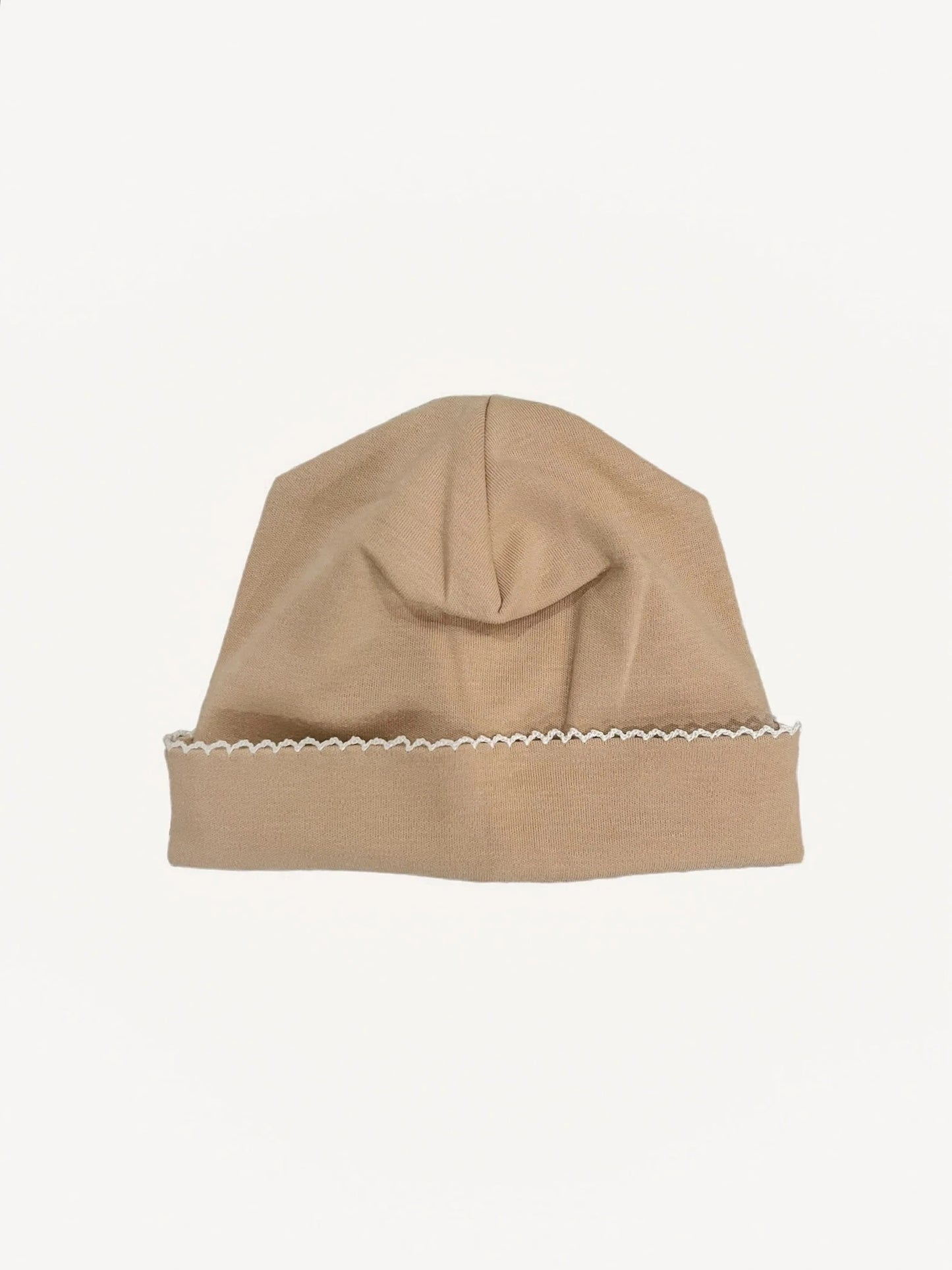 Southern Proper Picot Trimmed Hat - Tan With White Trim