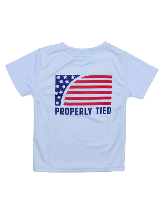 Properly Tied Boys Performance Short Sleeve Tee Sport Flag Light Blue