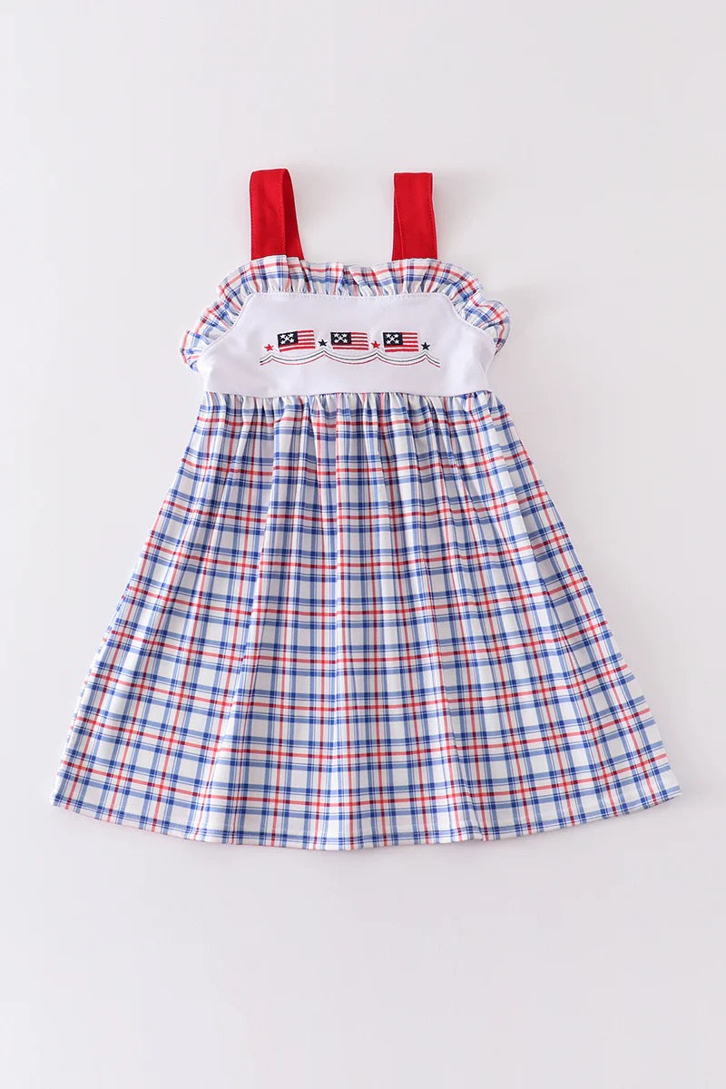 Patriotic Flag Embroidery Dress