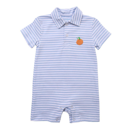 Itsy Bitsy Short Sleeve Pumpkin Polo Romper