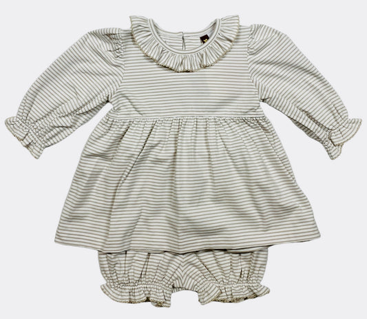 Banana Split Khaki Stripe Long Sleeve Bloomer Set