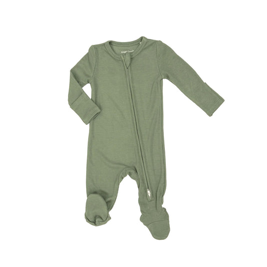 Angel Dear 2 Way Rib Oil Green Zipper Footie