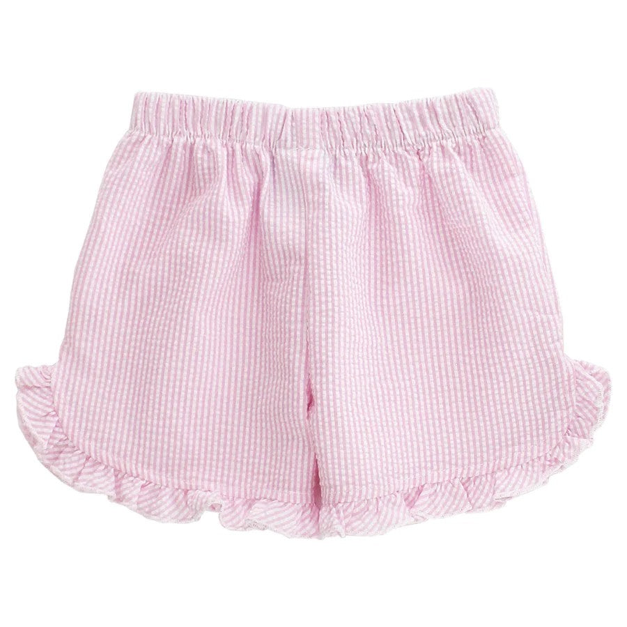 Bailey Boys Light Pink Seersucker Stripe- Ruffle Short