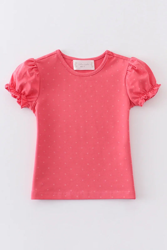 Pink Dot Puff Sleeve Top