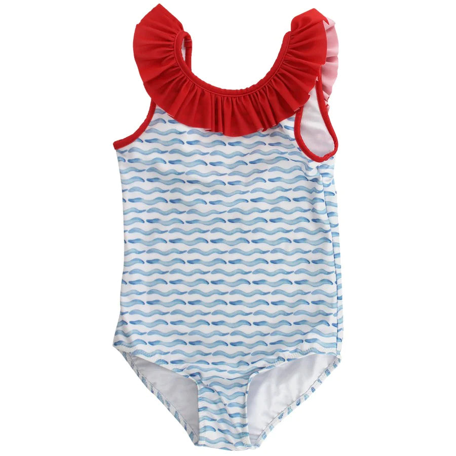 Bailey Boys Girls One Piece Swimsuit- Waves