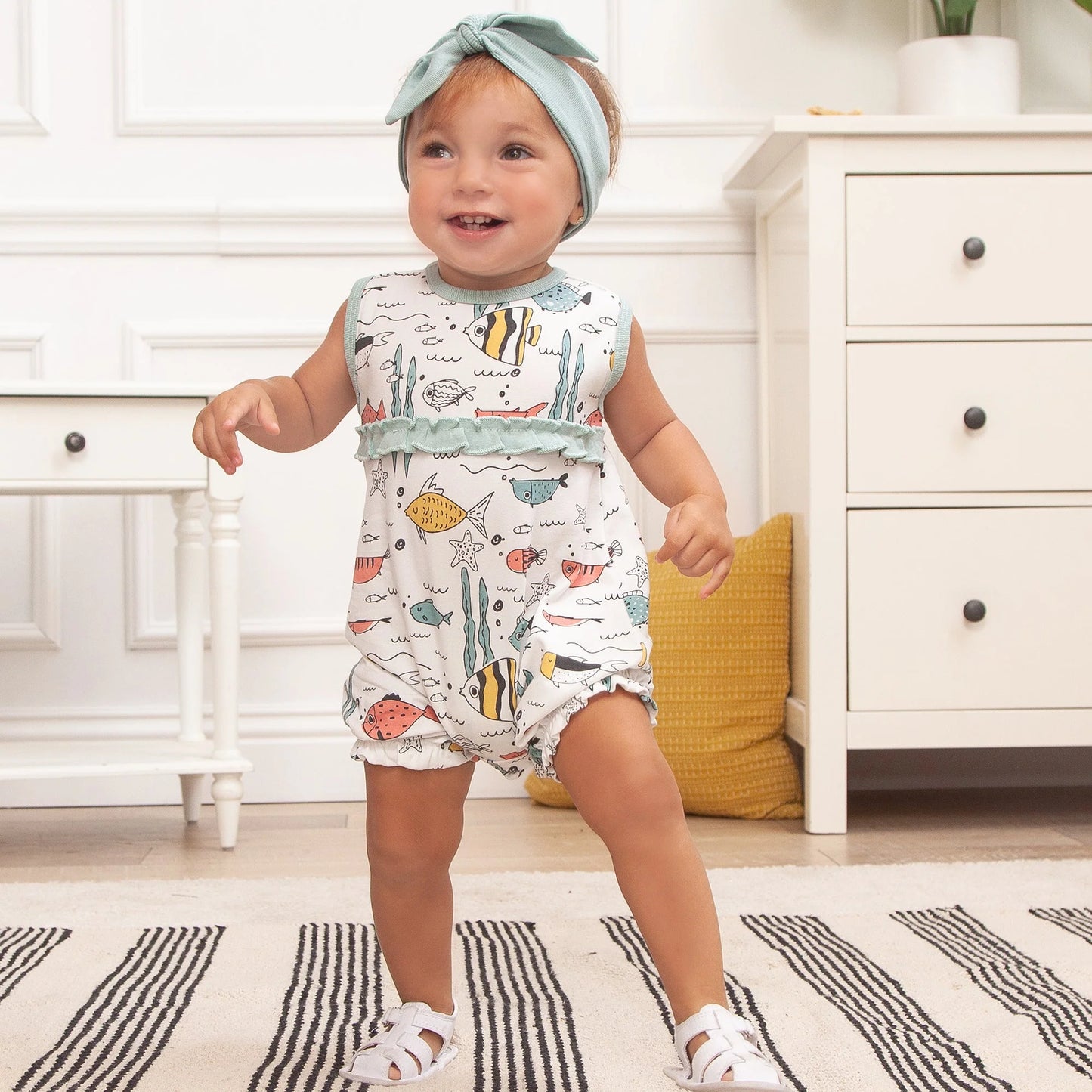 Tesa Babe Under The Sea Sleeveless Ruffle Romper