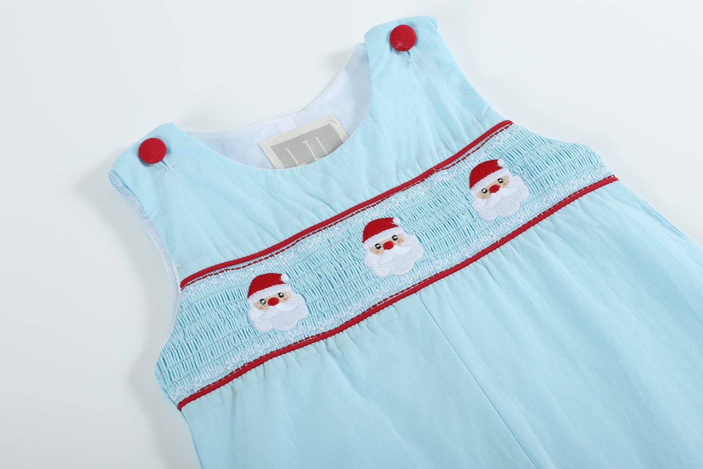 Blue Santa Smocked Overalls