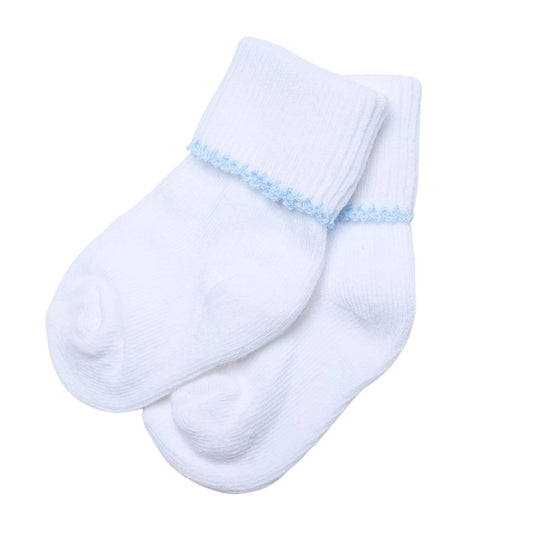 Magnolia Baby Solid Essentials White Blue Socks