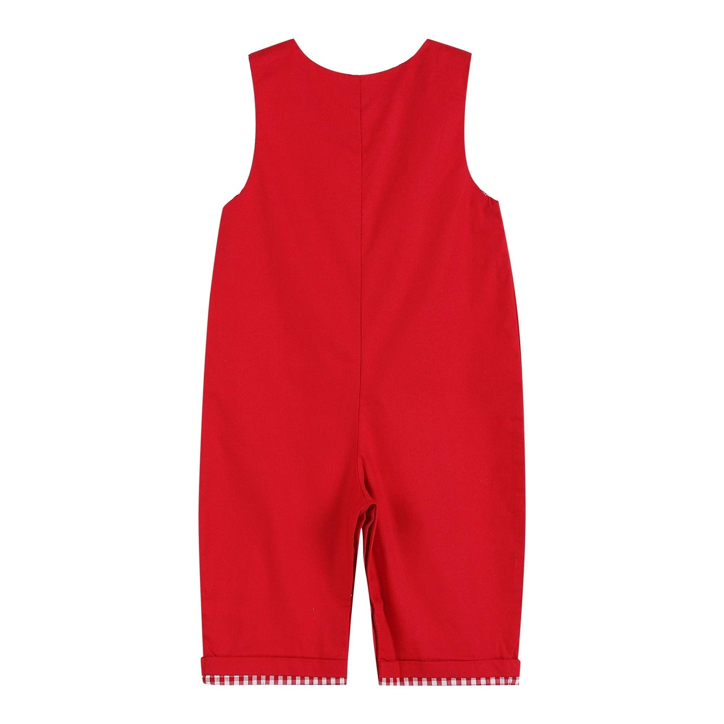 Red Gingham Trim Overalls