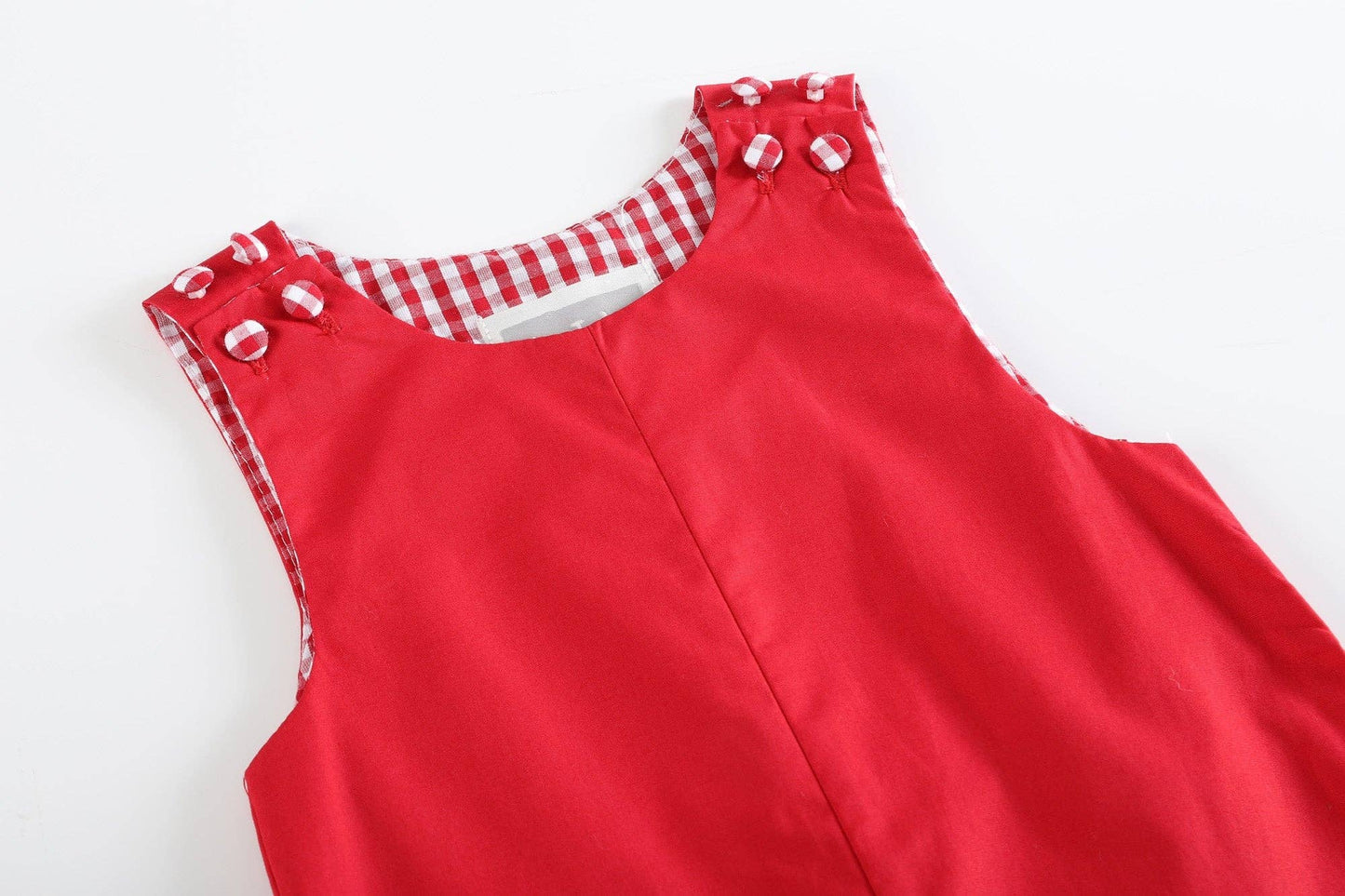 Red Gingham Trim Overalls