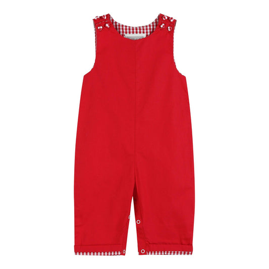 Red Gingham Trim Overalls