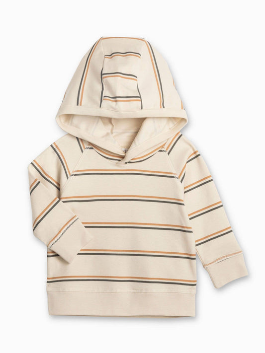 Colored Organics Madison Hooded Pullover - Zane Stripe / Pewter + Tan