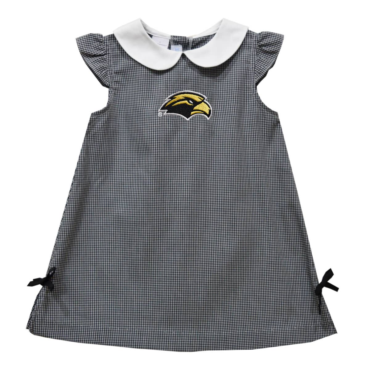 Southern Miss Golden Eagles Embroidered Black Gingham Dress