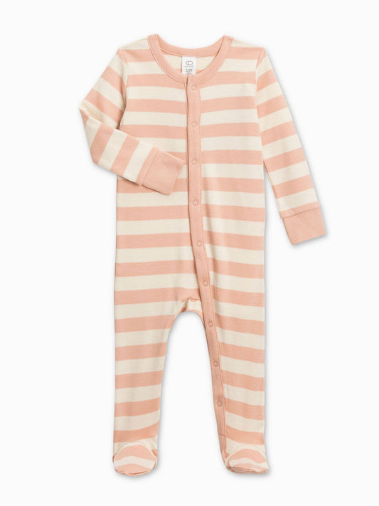 Colored Organics Skylar Footed Sleeper - Blush Ely Stripe