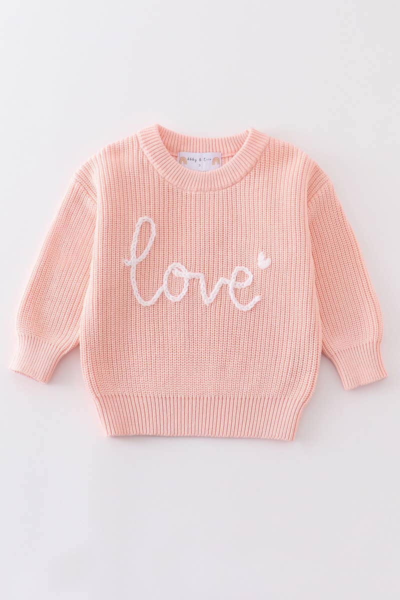 Pink Love Hand-Embroidered Oversized Sweater