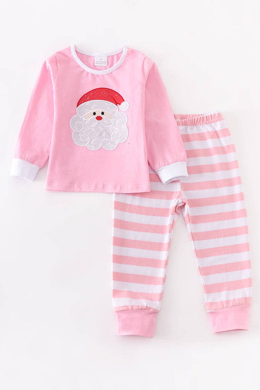 Pink Stripe with Santa Appliqué Pajama Set