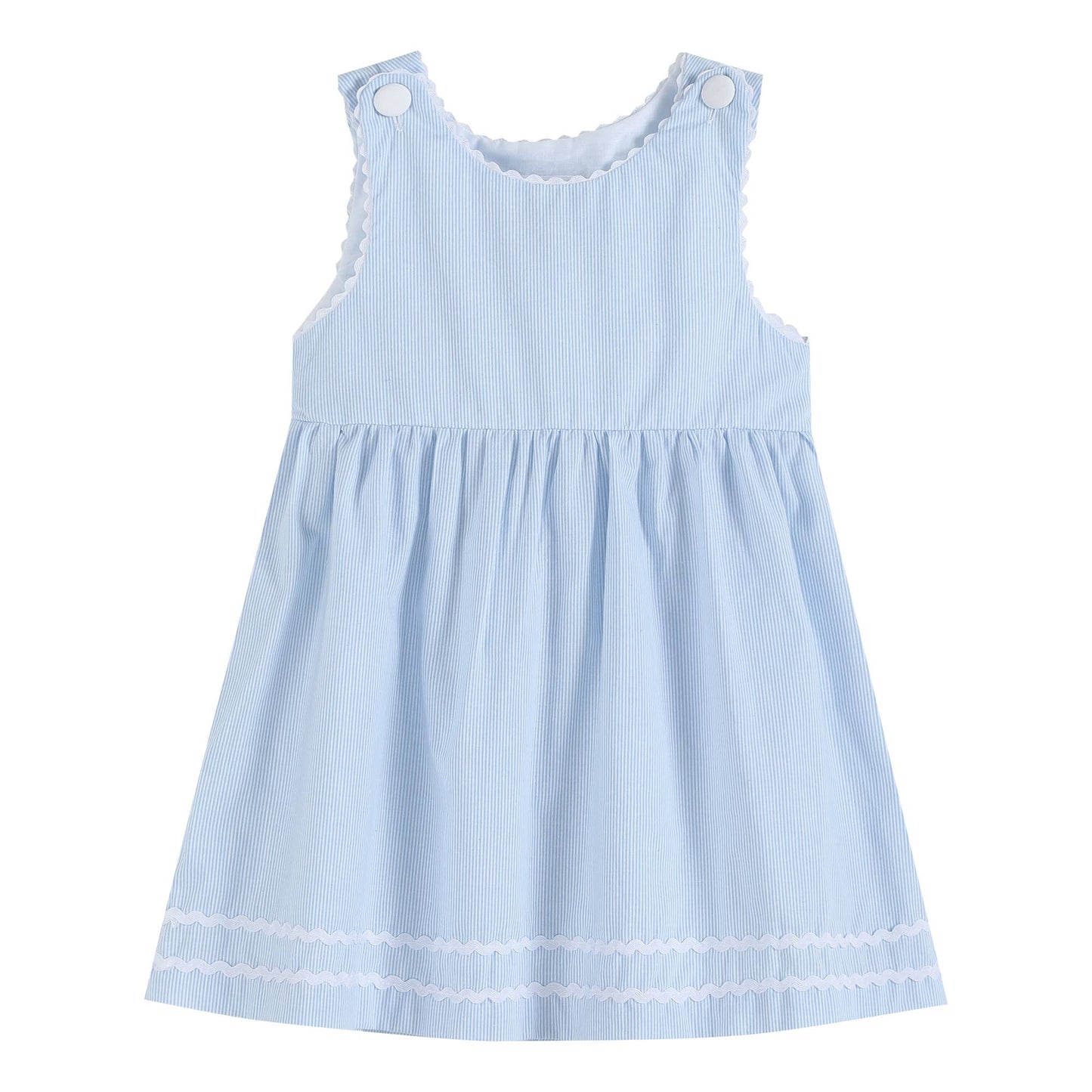 Lil Cactus Classic Light Blue Seersucker Button Dress