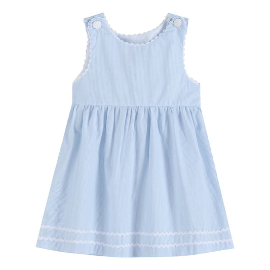 Lil Cactus Classic Light Blue Seersucker Button Dress