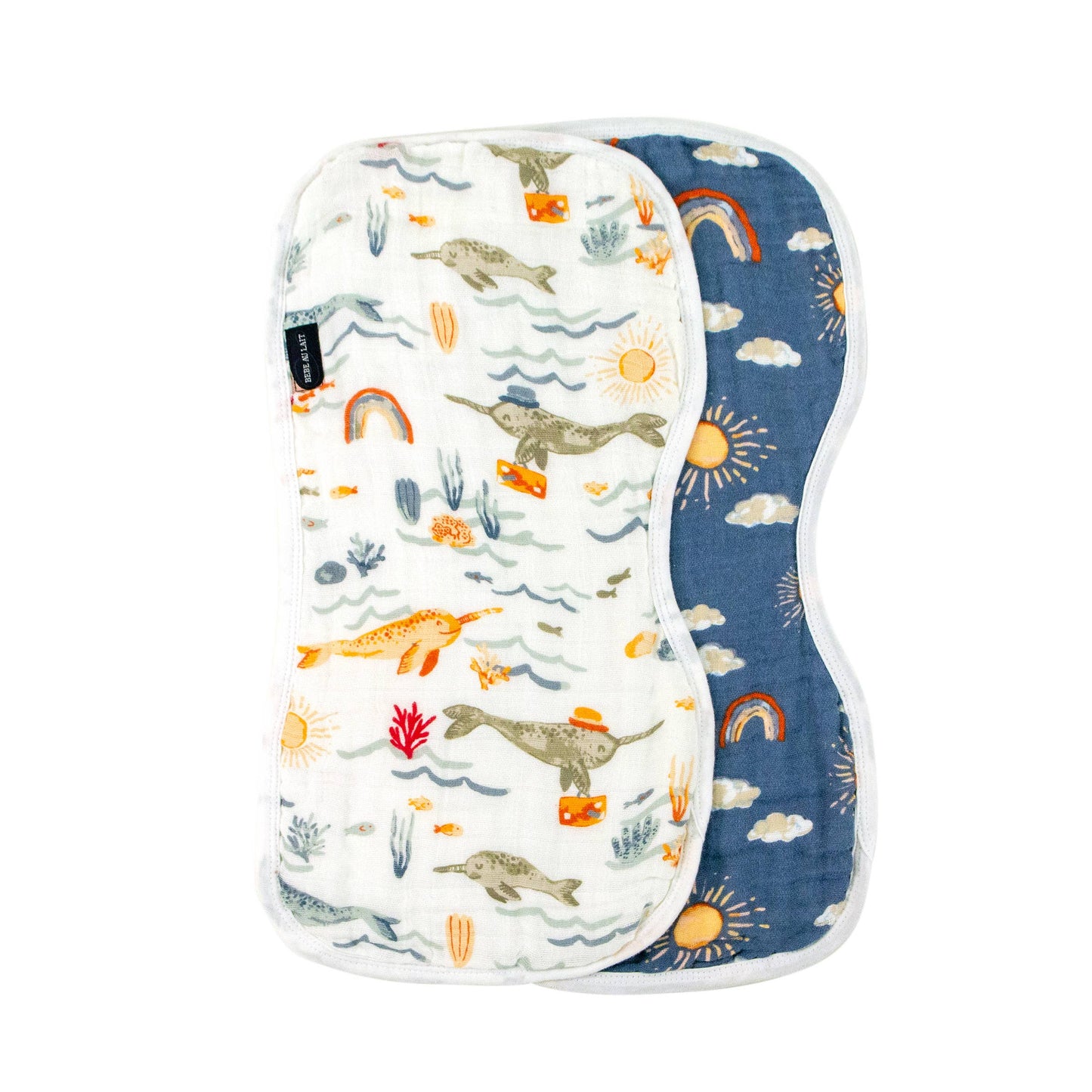 Narwhal + Hello Sunshine Classic Muslin Burp Cloths Set