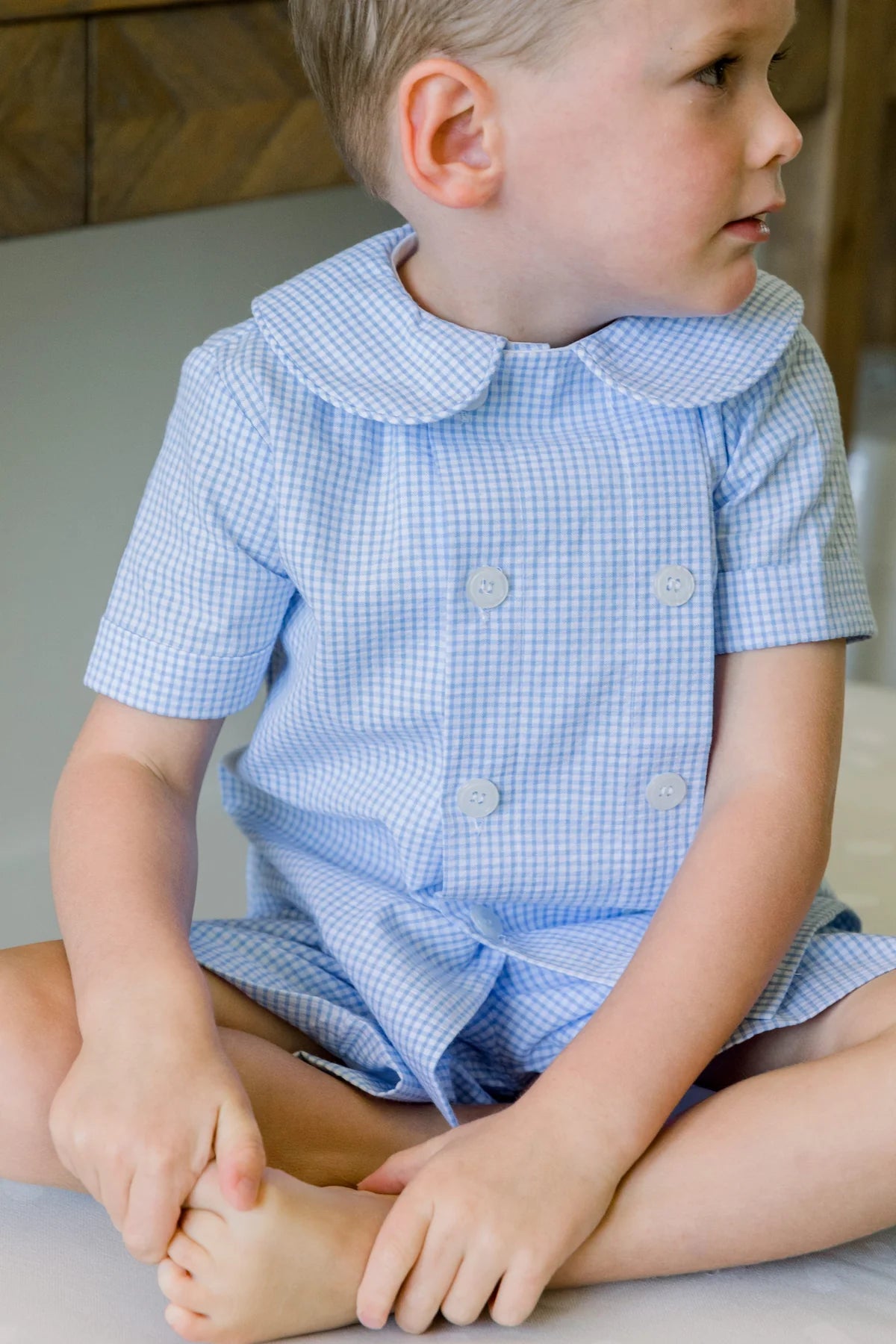 Bailey Boys Blue Gingham Dressy Short Set