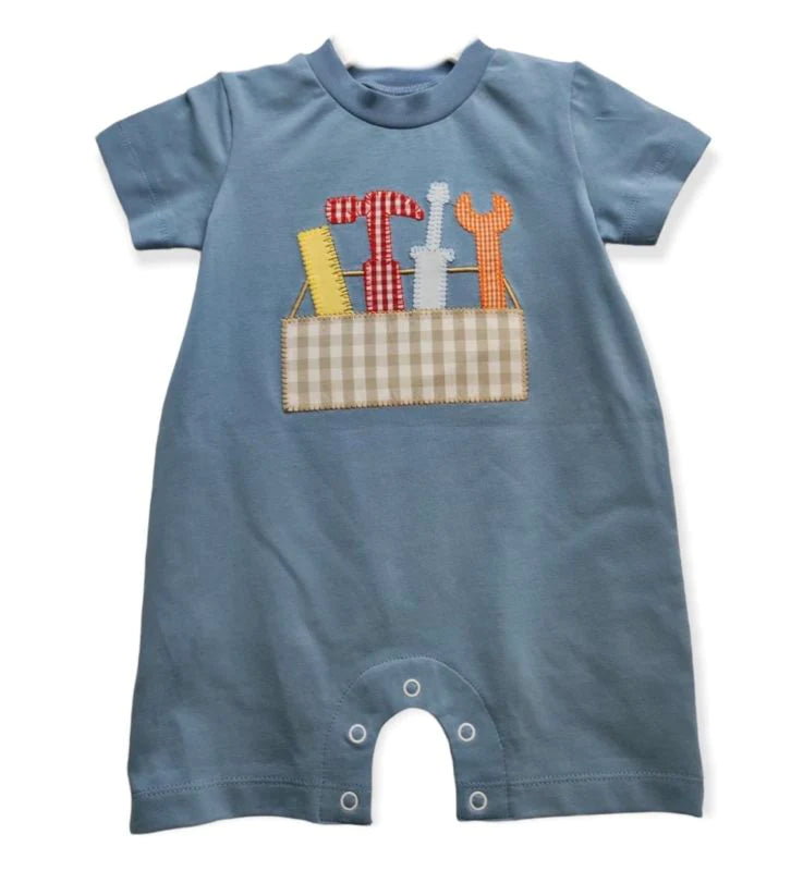 Banana Split Tool Box Appliqué Boys Romper