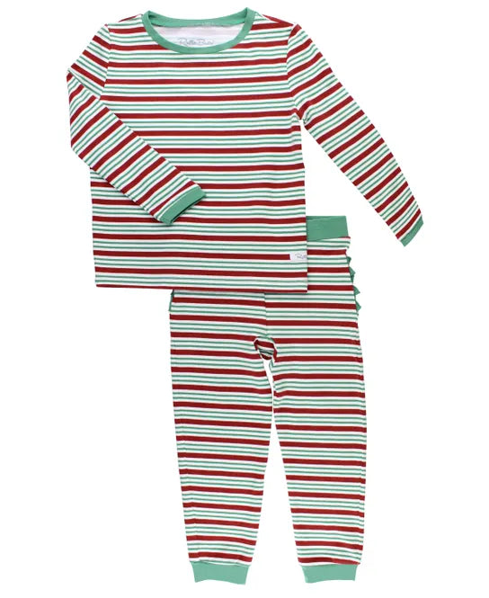 Ruffle Butts Girls Peppermint Stripe Two Piece Pajama Set