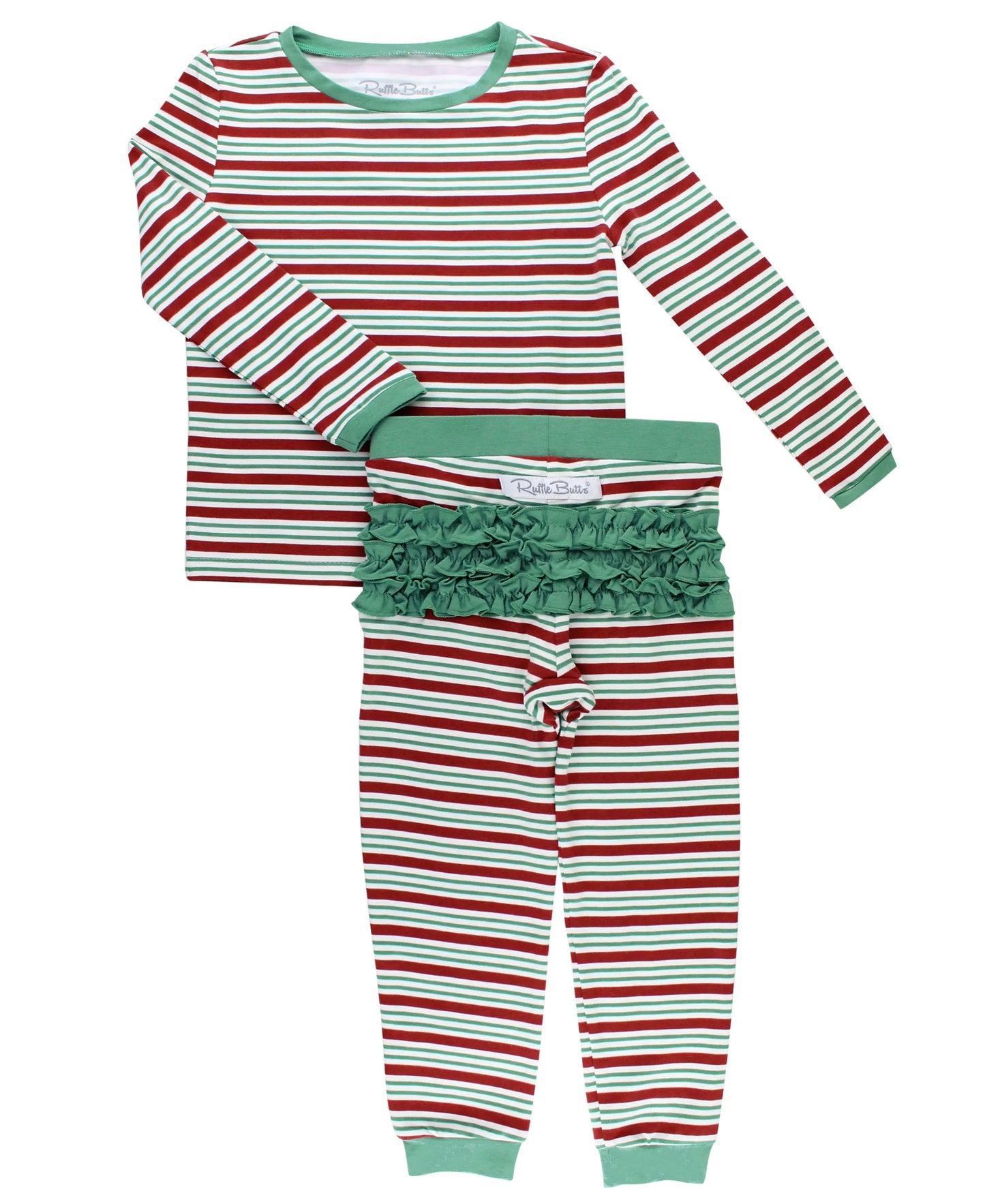 Ruffle Butts Girls Peppermint Stripe Two Piece Pajama Set