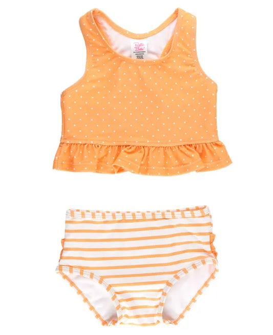 Ruffle Butts Melon Polka Dot Peplum Tankini