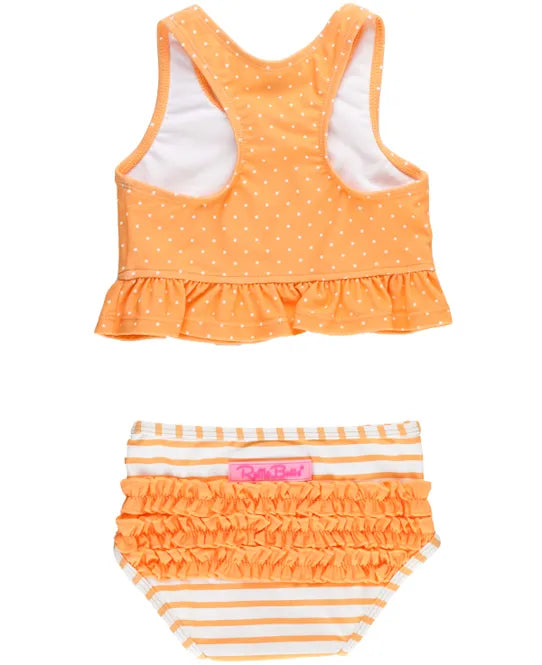 Ruffle Butts Melon Polka Dot Peplum Tankini