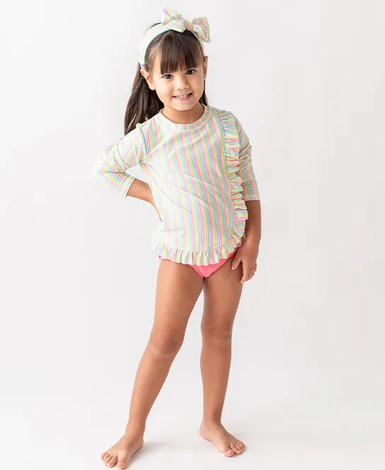 Ruffle Butts Ruffled Long Sleeve Rash Guard 2-Piece