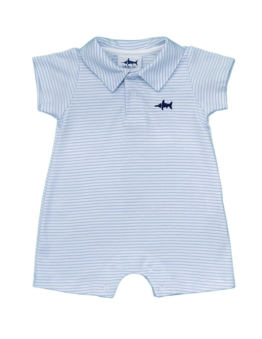 Saltwater Boys Company Signature Polo Onesie Blue Stripe