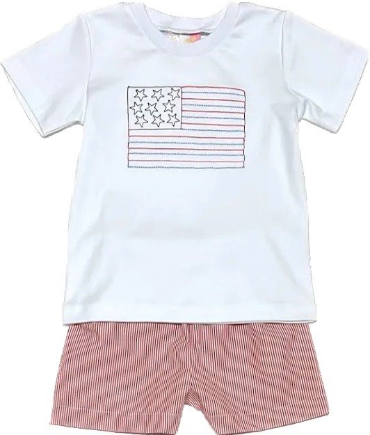 Banana Split American Flag Boys Short Set