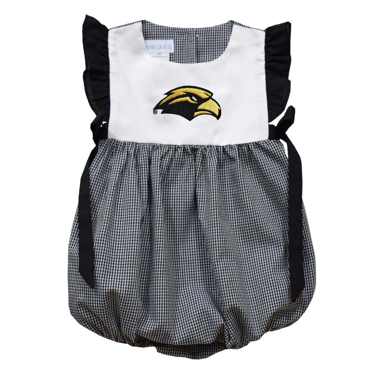 Southern Miss Golden Eagles Embroidered Black Gingham Bubble