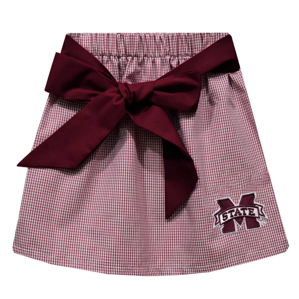 Mississippi State Bulldogs Embroidered Maroon Gingham Skirt